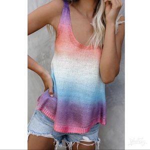 Rainbow Horizon Ombré Knit Tank S